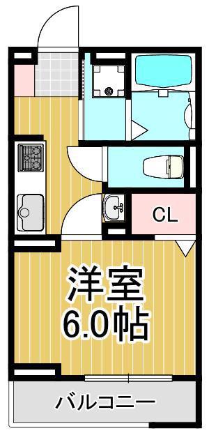 セレスティア柴又VI(1K/2階)の間取り写真