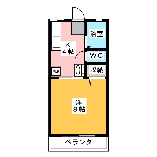 ドムスC(1K/2階)の間取り写真