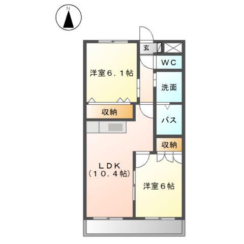 サン・パレス森(2LDK/2階)の間取り写真