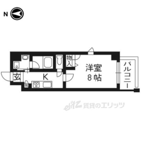 クリスタルグランツ京都御所北(1K/2階)の間取り写真