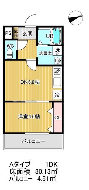 TYハイツ 東難波町(1DK/2階)の間取り写真
