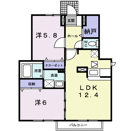 エステート草加第弐館(2LDK/1階)の間取り写真