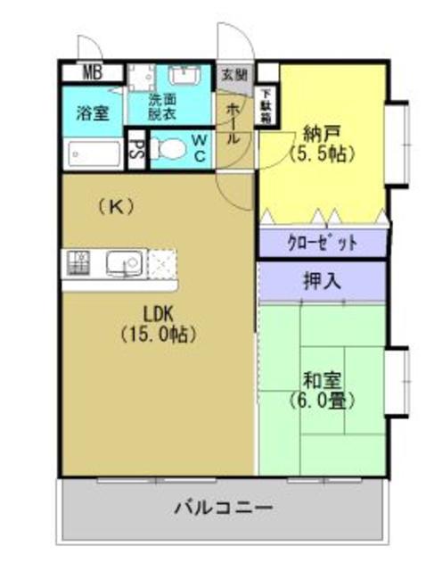 グランドゥール(2LDK/3階)の間取り写真