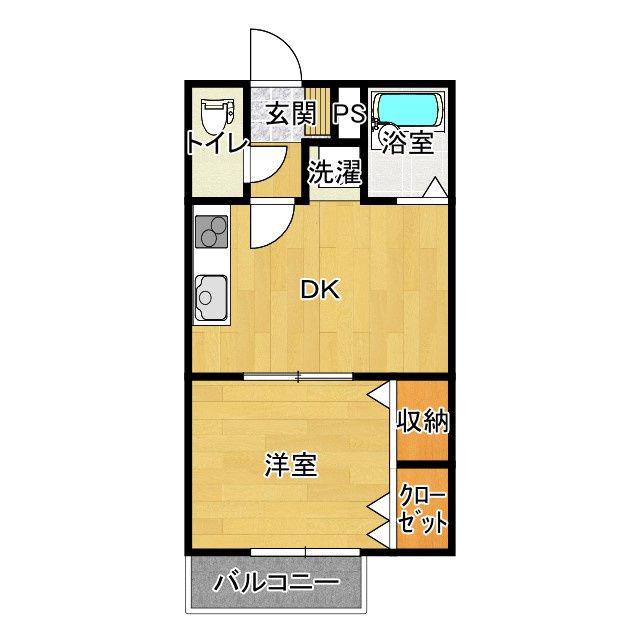 アンフォーラ広瀬C(1DK/2階)の間取り写真