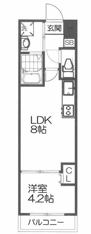 サクシード伏見車町1ST(1LDK/5階)の間取り写真