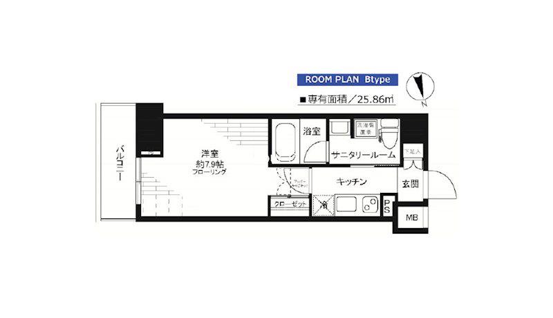ステージグランデ芝大門(1K/6階)の間取り写真