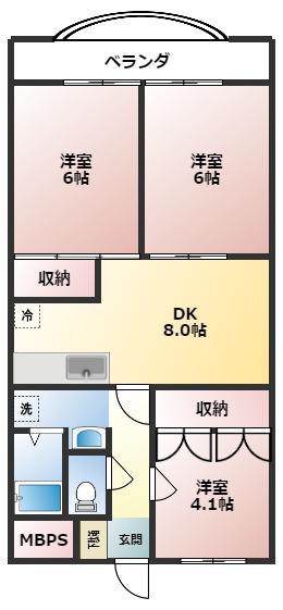 パレグランドール(3DK/5階)の間取り写真