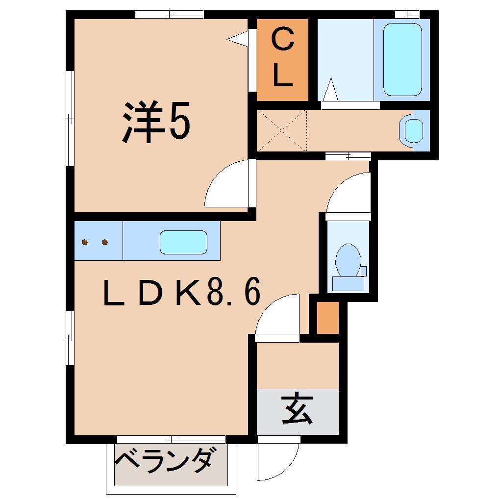 ルミエールA(1LDK/1階)の間取り写真