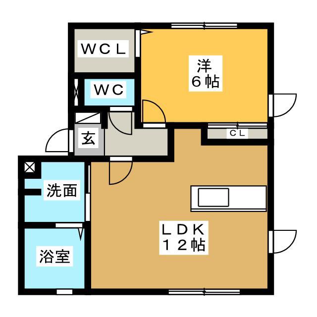 ティーズスクエアー C棟(1LDK/1階)の間取り写真