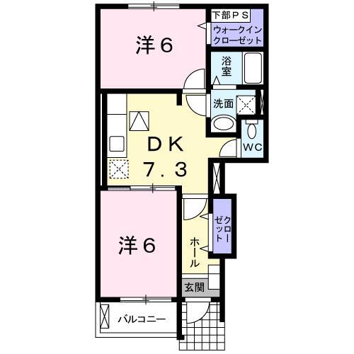 パストラル滝の杜A(2DK/1階)の間取り写真