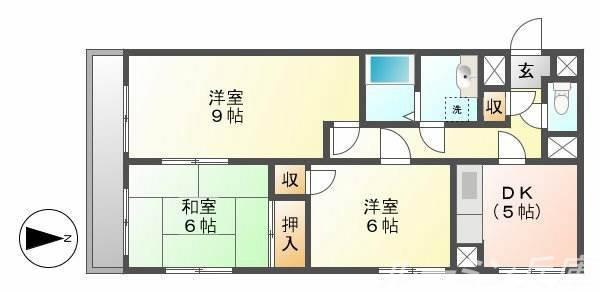 オークハイツ神明Ⅰ(3DK/3階)の間取り写真