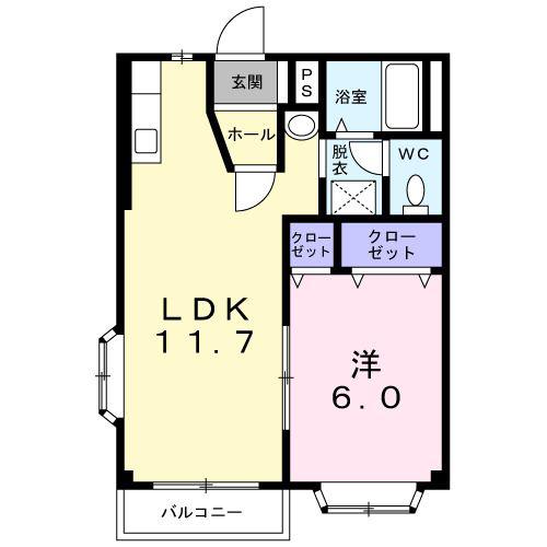 メゾンセレッソ(1LDK/2階)の間取り写真