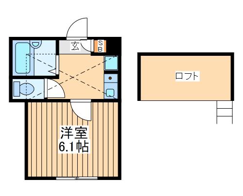ミキハイツ淵野辺(1K/1階)の間取り写真