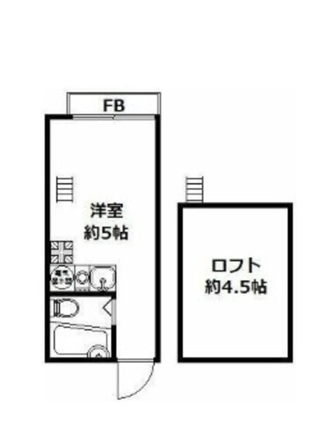 上高田ハイム(ワンルーム/2階)の間取り写真