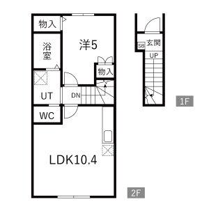 EQUUS D棟(1LDK/2階)の間取り写真