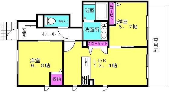 シャーメゾン・琴里(2LDK/1階)の間取り写真