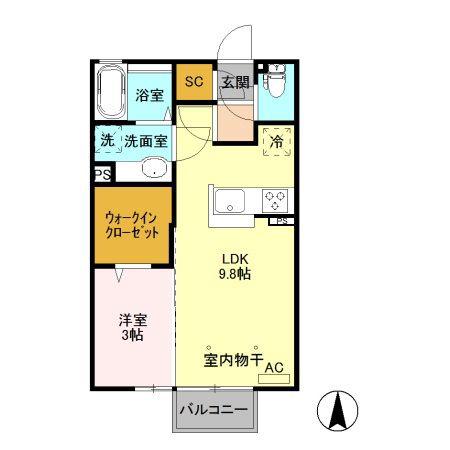 アールズ ハウス III(1LDK/2階)の間取り写真