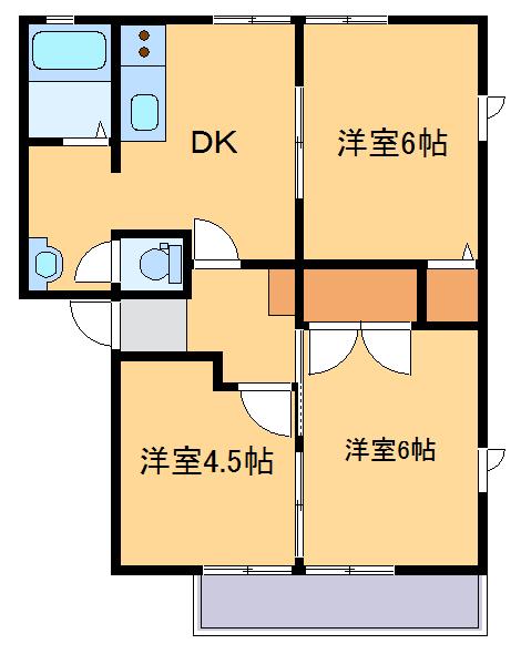ブリリアント(3DK/2階)の間取り写真
