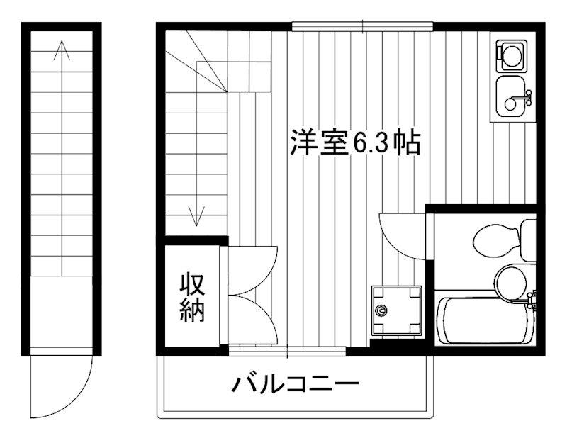 IKフラット3(ワンルーム/2階)の間取り写真