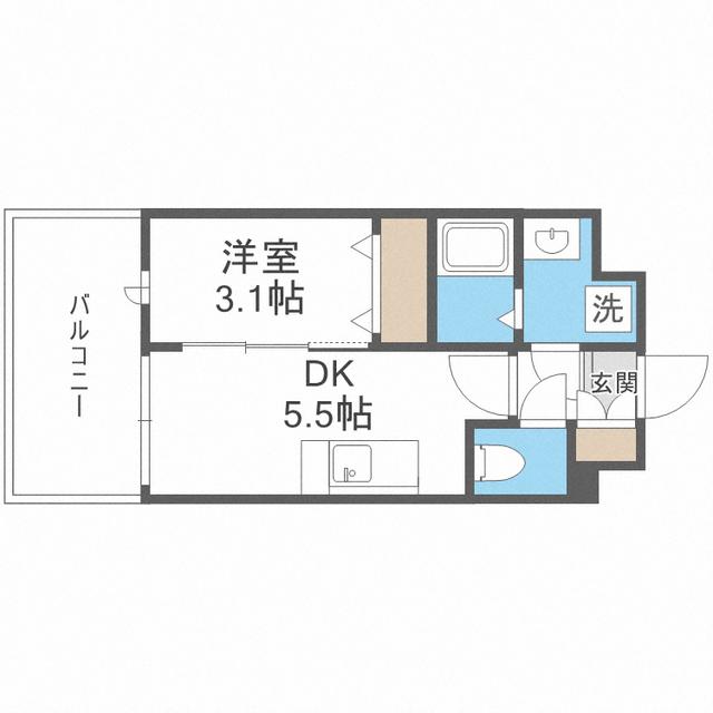 LIVE CASA県庁前(1DK/3階)の間取り写真