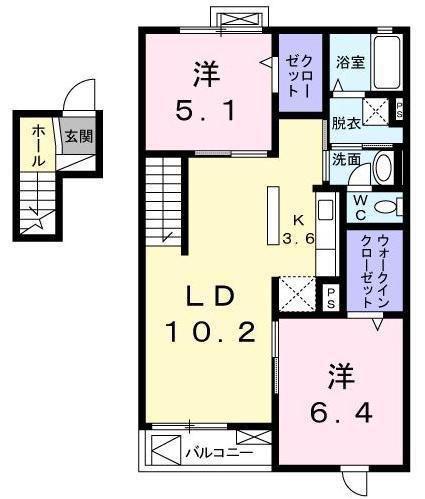 ラルーチェ(2LDK/4階)の間取り写真
