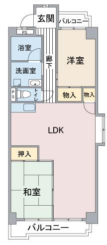 横井ビル(2LDK/3階)の間取り写真