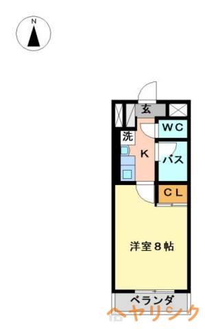 ベルステージ竹の山(1K/2階)の間取り写真