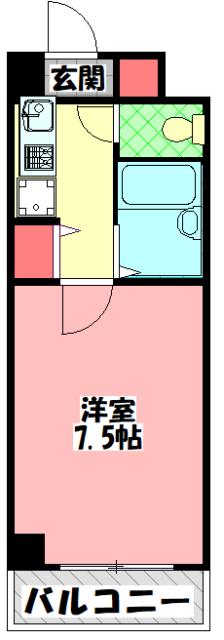 リヴァーシャロウ西三荘(1K/3階)の間取り写真