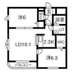 イルマーレ(2LDK/3階)の間取り写真