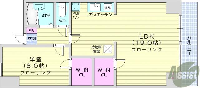 二軒茶屋グランドハイツ(1LDK/5階)の間取り写真