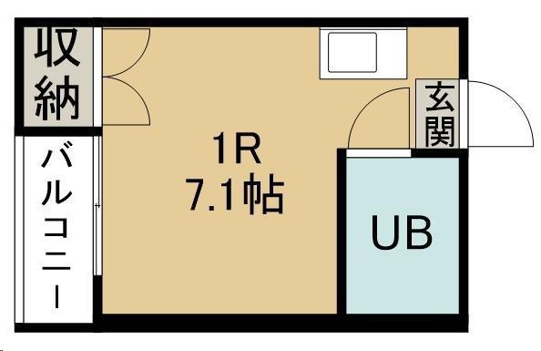 レンボーマンション(ワンルーム/1階)の間取り写真