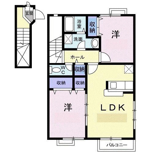 夢が丘ガーデンハイツIII(2LDK/2階)の間取り写真