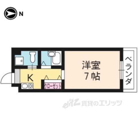 プルーリオン西桂(1K/2階)の間取り写真