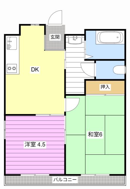 グリュック(2DK/3階)の間取り写真