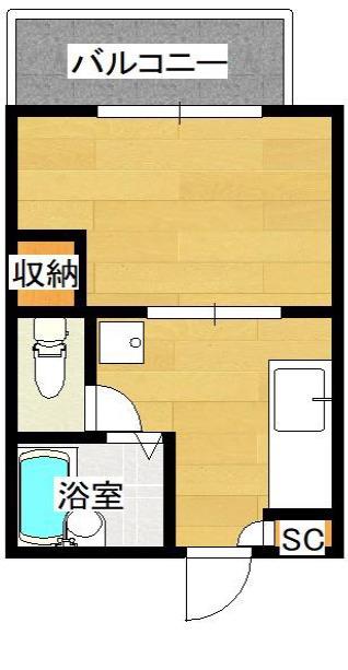 ソレイユ綾羽(1K/1階)の間取り写真