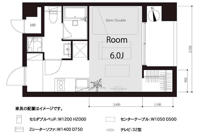 グレースプラザ若松町(ワンルーム/4階)の間取り写真