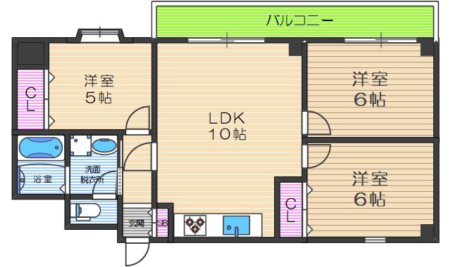 LAKIAMAISON瓢箪山(3LDK/1階)の間取り写真
