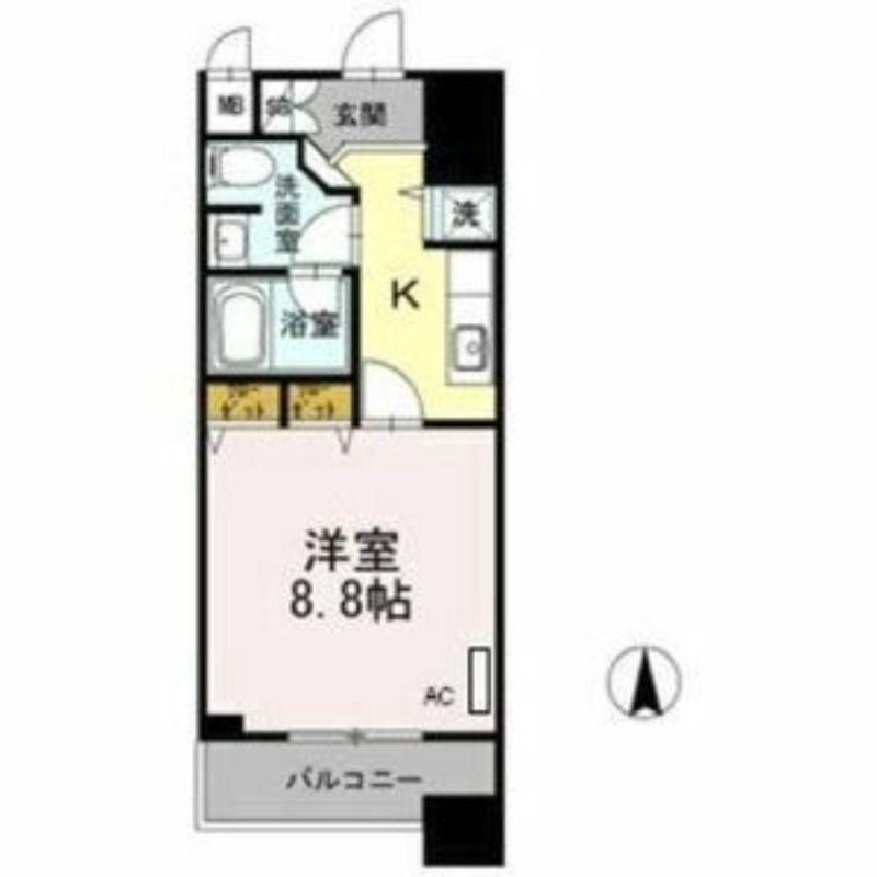 カスタリア堺筋本町(1K/7階)の間取り写真