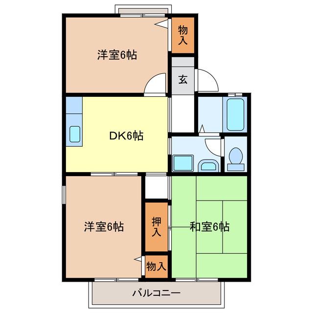 セジュールMONPA I(3DK/1階)の間取り写真