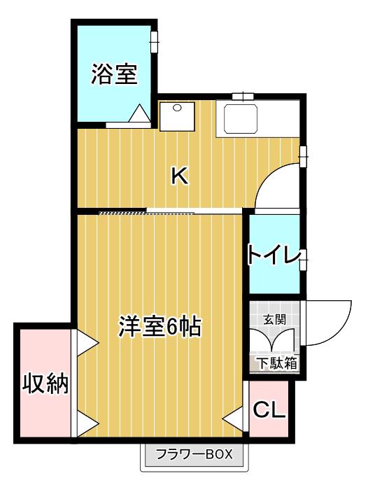 パールコート(1K/2階)の間取り写真