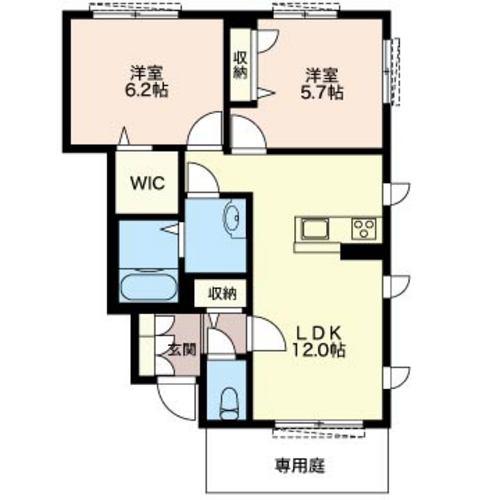 サンプレイス(2LDK/1階)の間取り写真