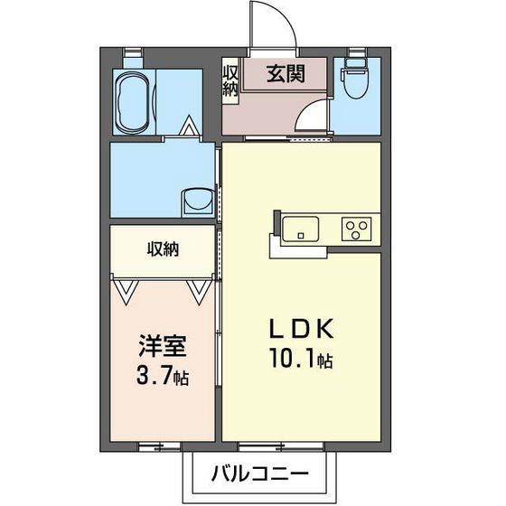 マストライフ高崎上大類(1LDK/2階)の間取り写真
