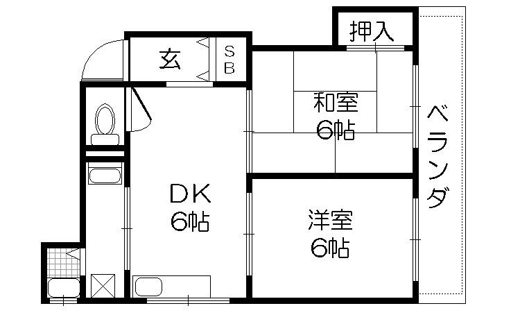 コーポ守口(2DK/2階)の間取り写真