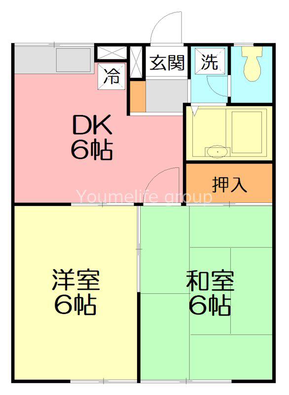 サンウッドI(2DK/2階)の間取り写真