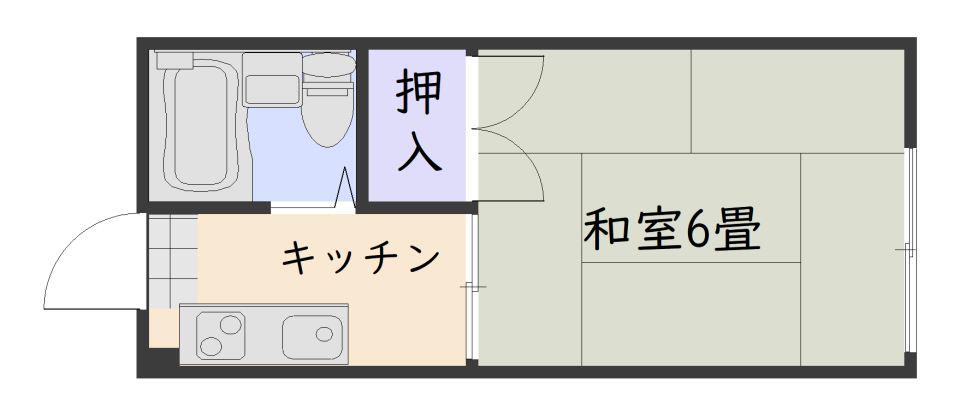 木藤ハイツ(1K/2階)の間取り写真