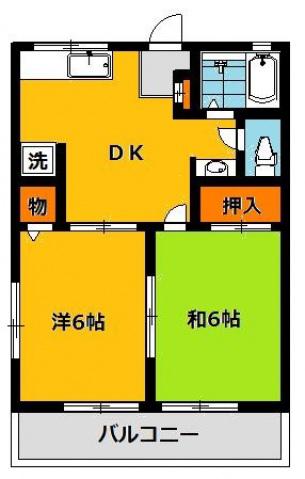 ローレルハイツ(2DK/2階)の間取り写真