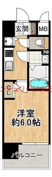 エスリード大阪エヴォルツ(1K/12階)の間取り写真