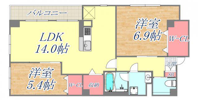 阪急甲陽線 苦楽園口駅 徒歩3分 4階建 築6年(2LDK/3階)の間取り写真