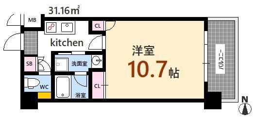 エイトバレー36(1K/8階)の間取り写真