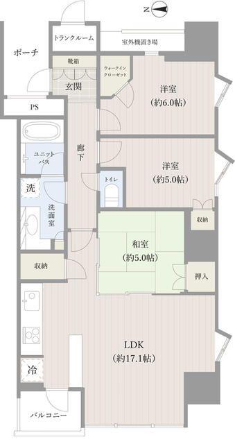 ワールドシティタワーズアクアタワー(3LDK/20階)の間取り写真